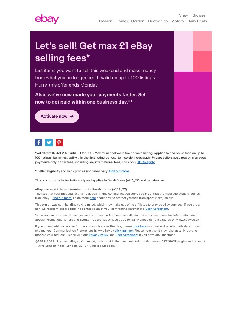eBay - Max £1 eBay selling fees just for you! 💸😍