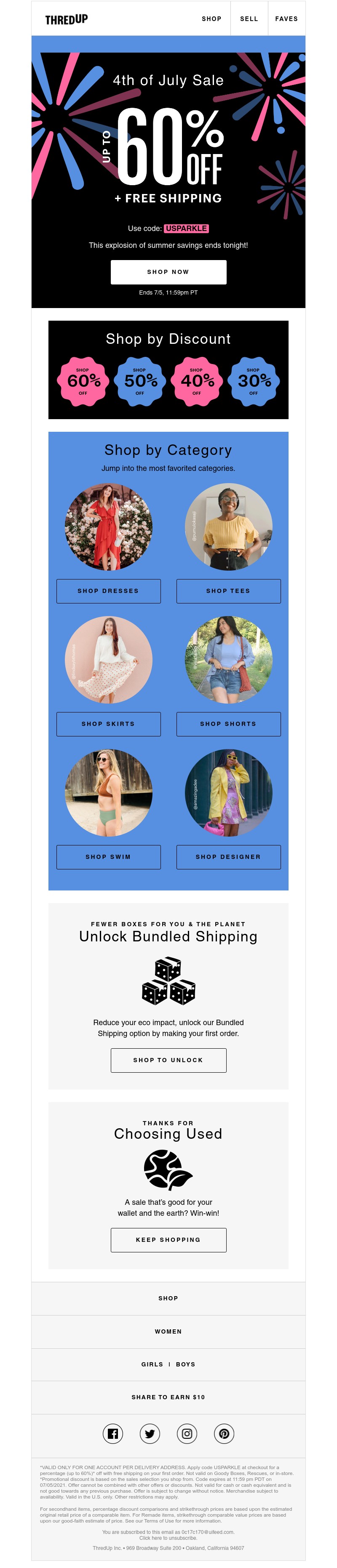 thredUP - Last day for up to 60% off & free shipping!