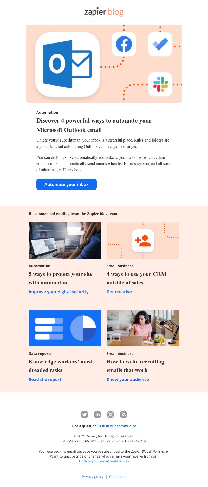 Zapier - Do more with Microsoft Outlook email