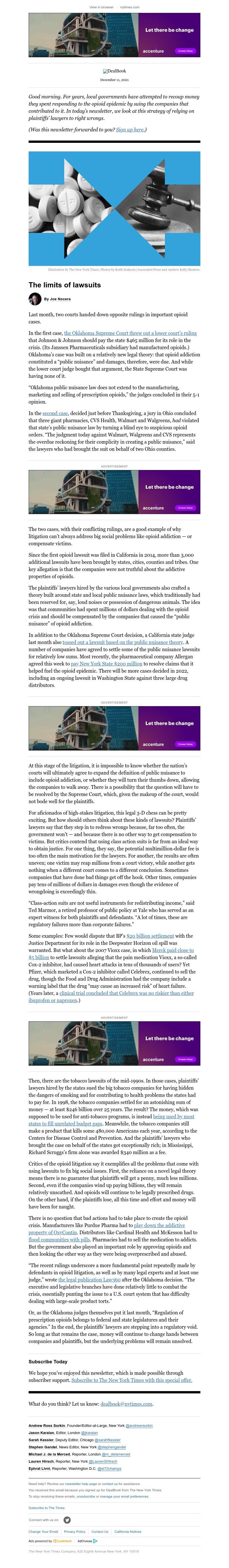 The New York Times - DealBook: The limits of lawsuits