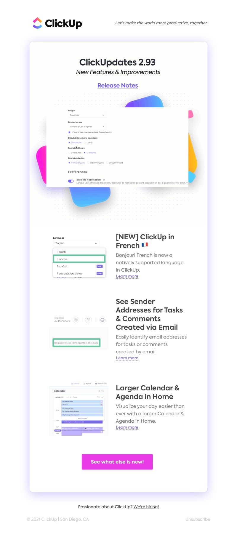 ClickUp - [NEW] ClickUp in French, See Sender Addresses for Tasks & Comments Created via Email, ➕ more!