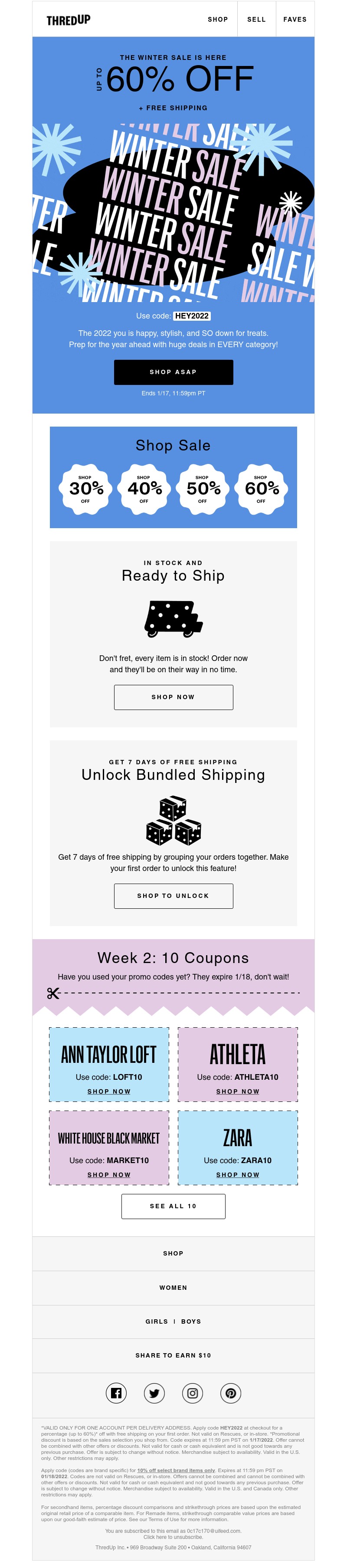thredUP - 2022 is YOUR year 🤩 Here's up to 60% off