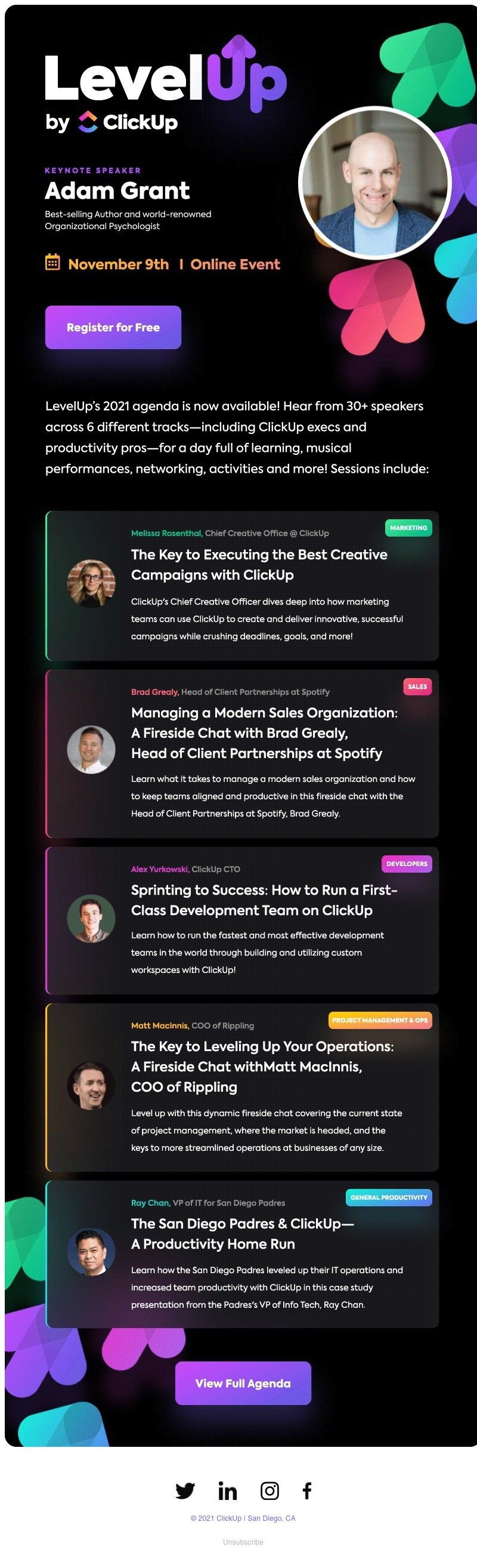 ClickUp - Official LevelUp 2021 Agenda Inside 👀