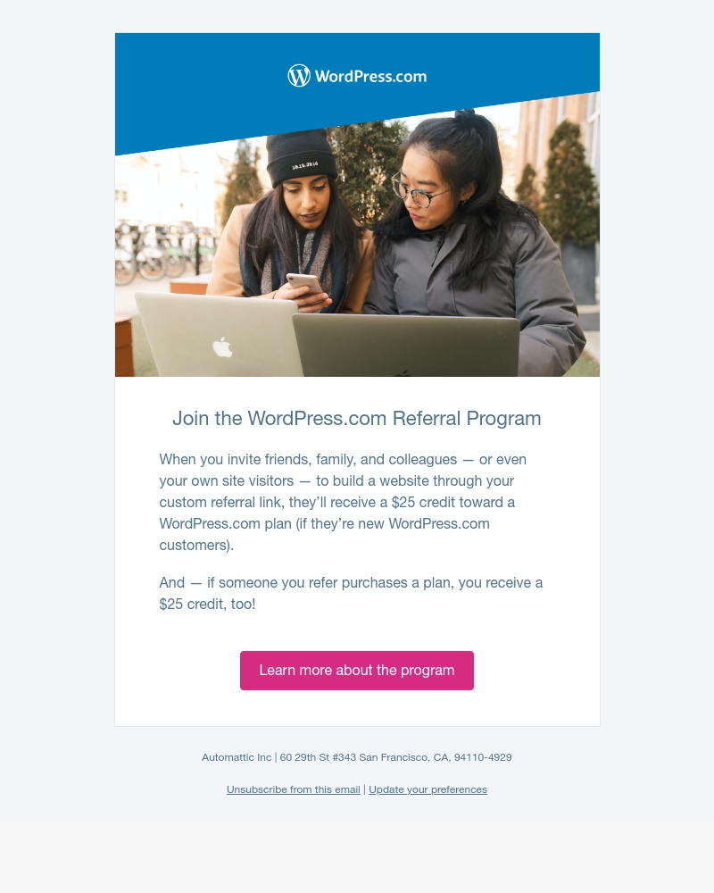 WordPress - Earn WordPress.com credits with the Refer-a-Friend program