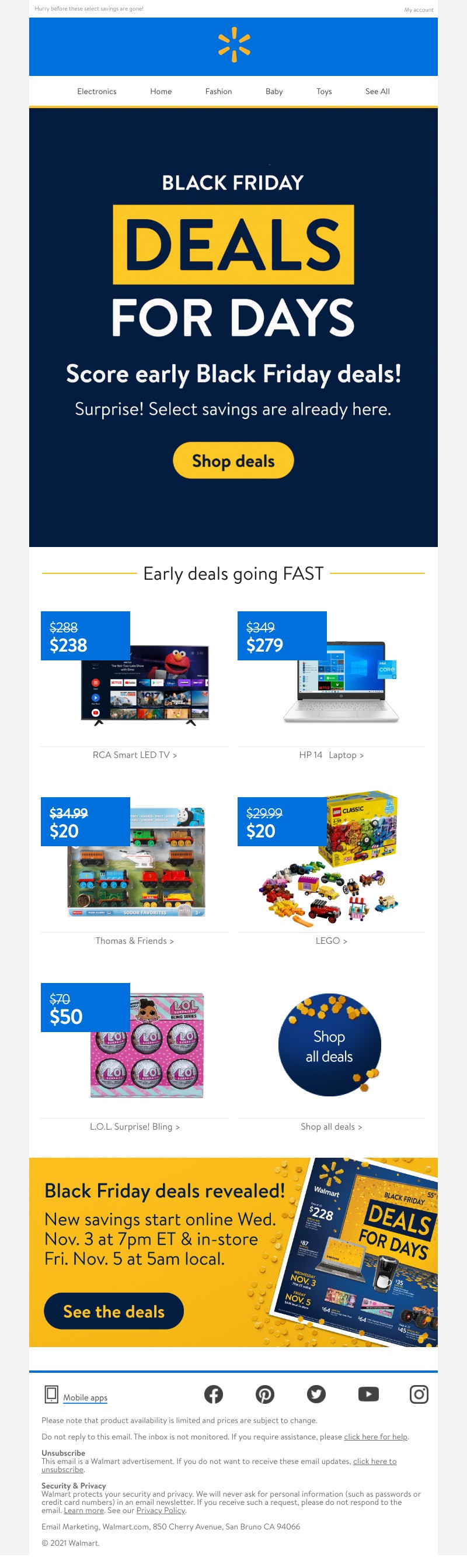 Walmart - 🥳 Surprise! Get EARLY BLACK FRIDAY DEALS.