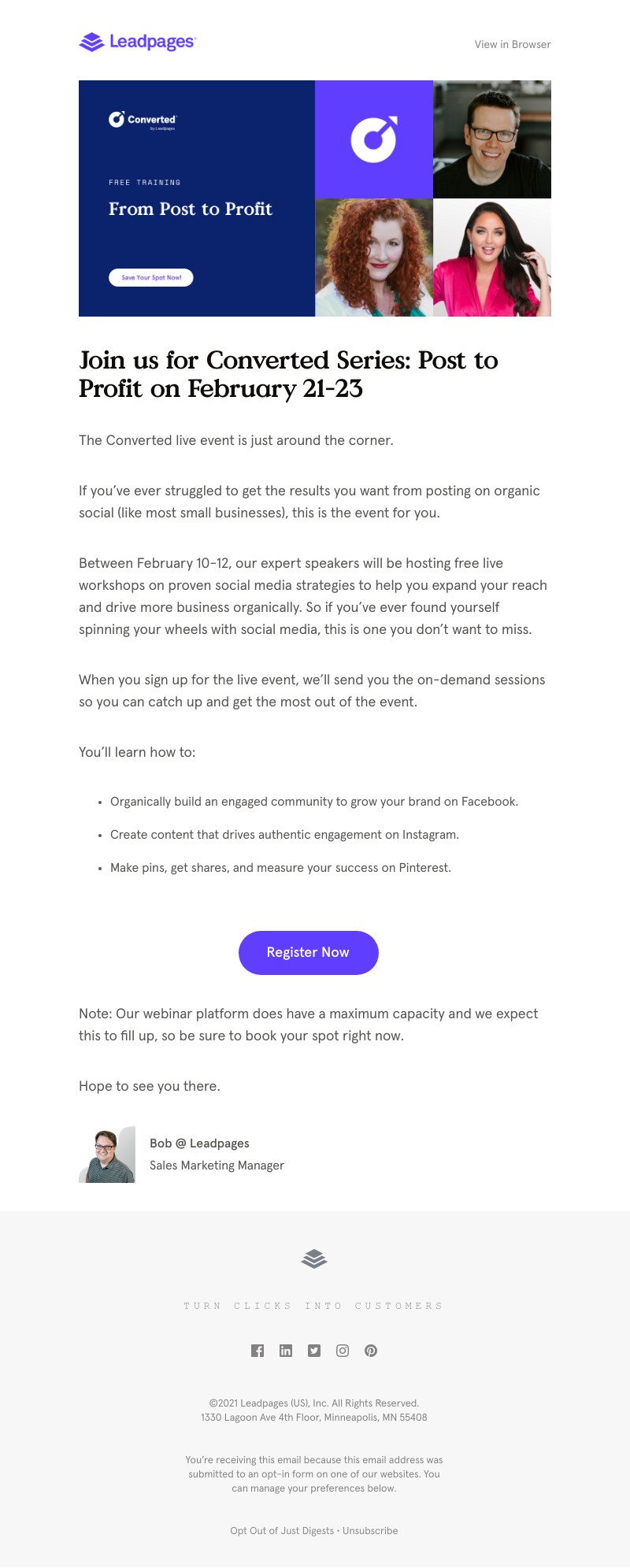 Leadpages - The Converted Series live event is just a day away.