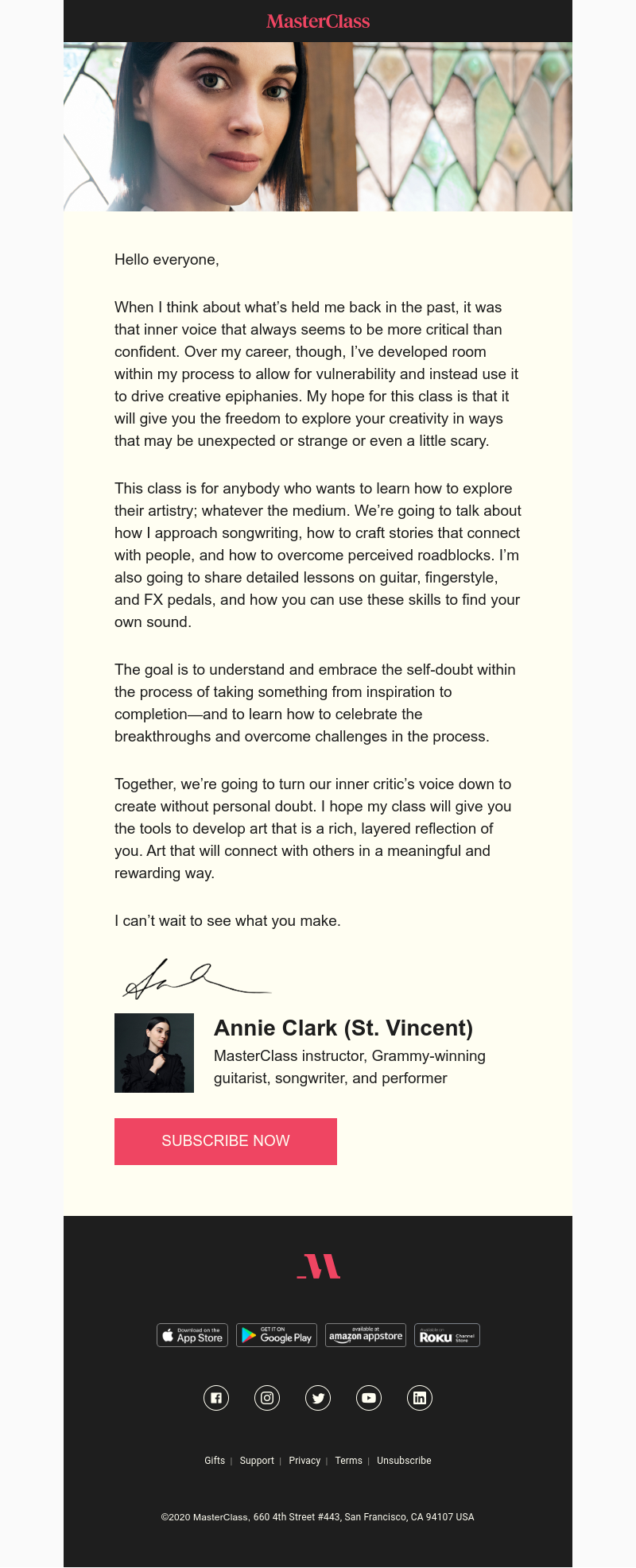  - My MasterClass on creativity and songwriting is here