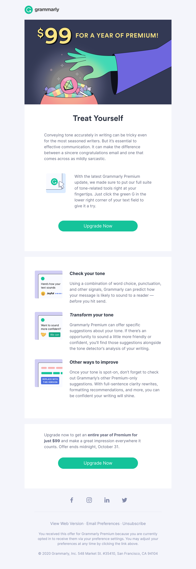 Grammarly - Treat yourself! Grab your $99 Premium plan today