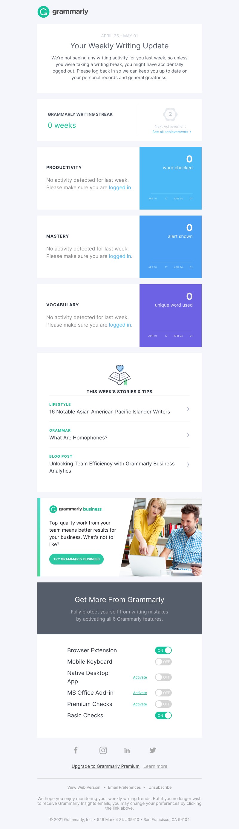 Grammarly - Uh oh – you might be logged out.