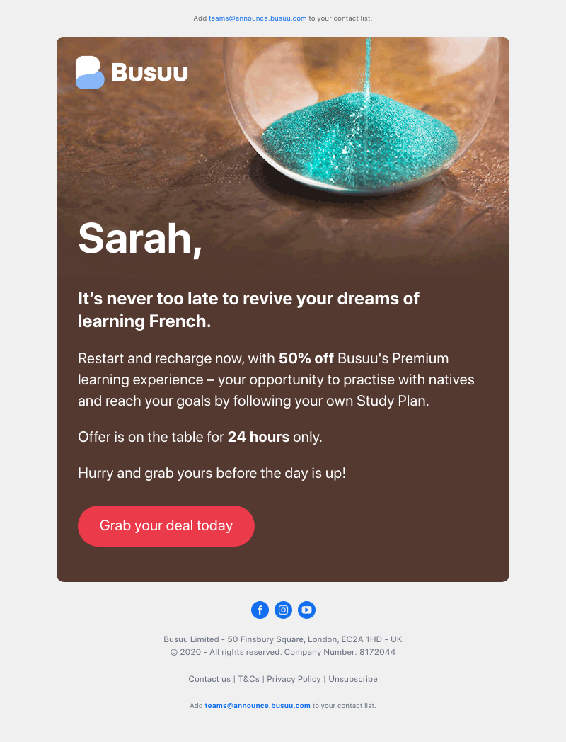 Busuu - Sarah, here's your chance to turn your language learning around 💪