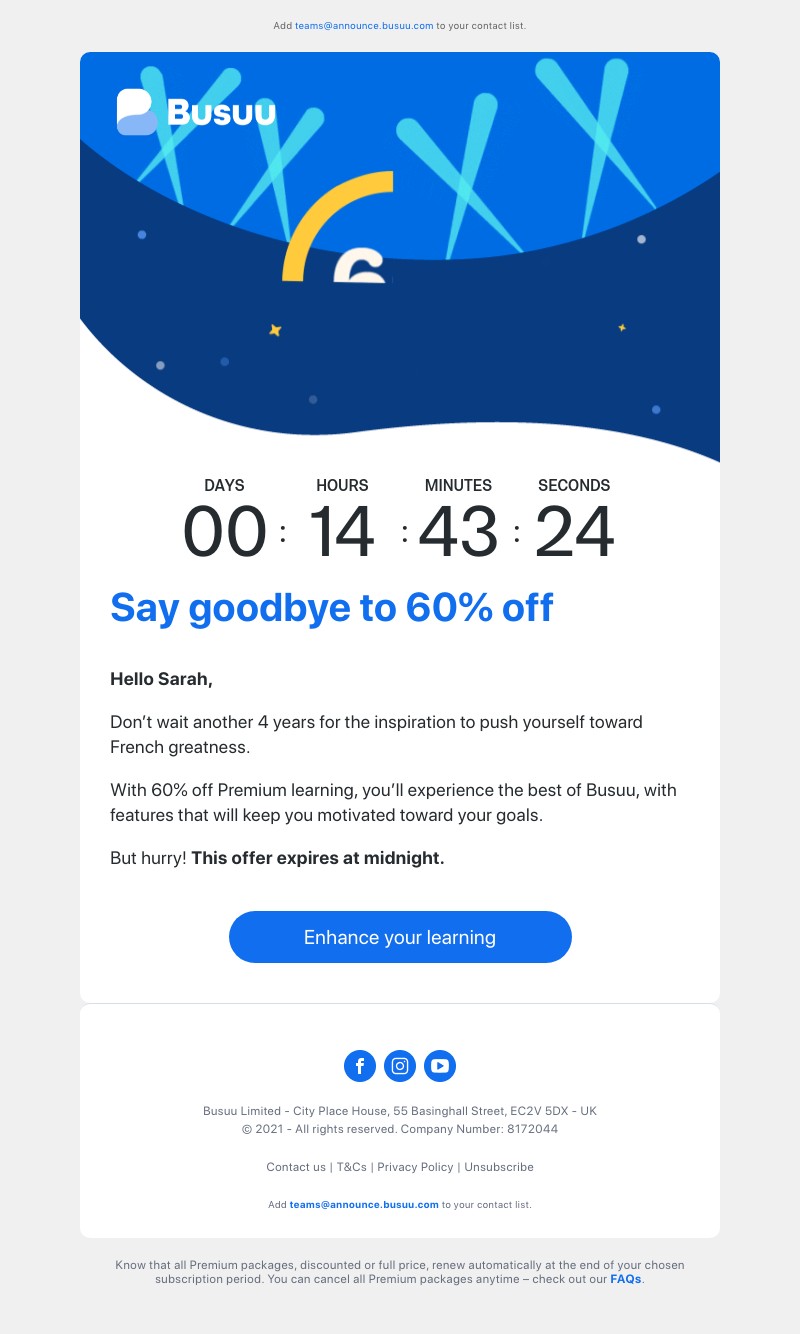 Busuu - Your very last chance for 60% off