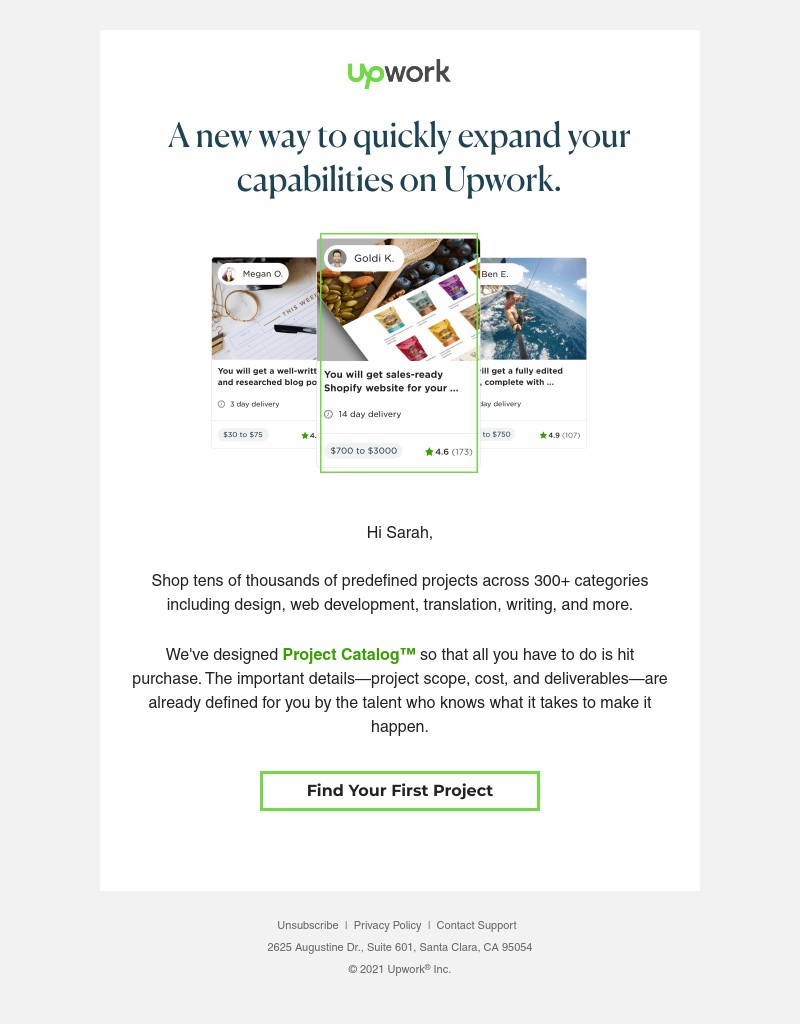 Upwork - Starting fresh? Get projects started in seconds with Project Catalog™.