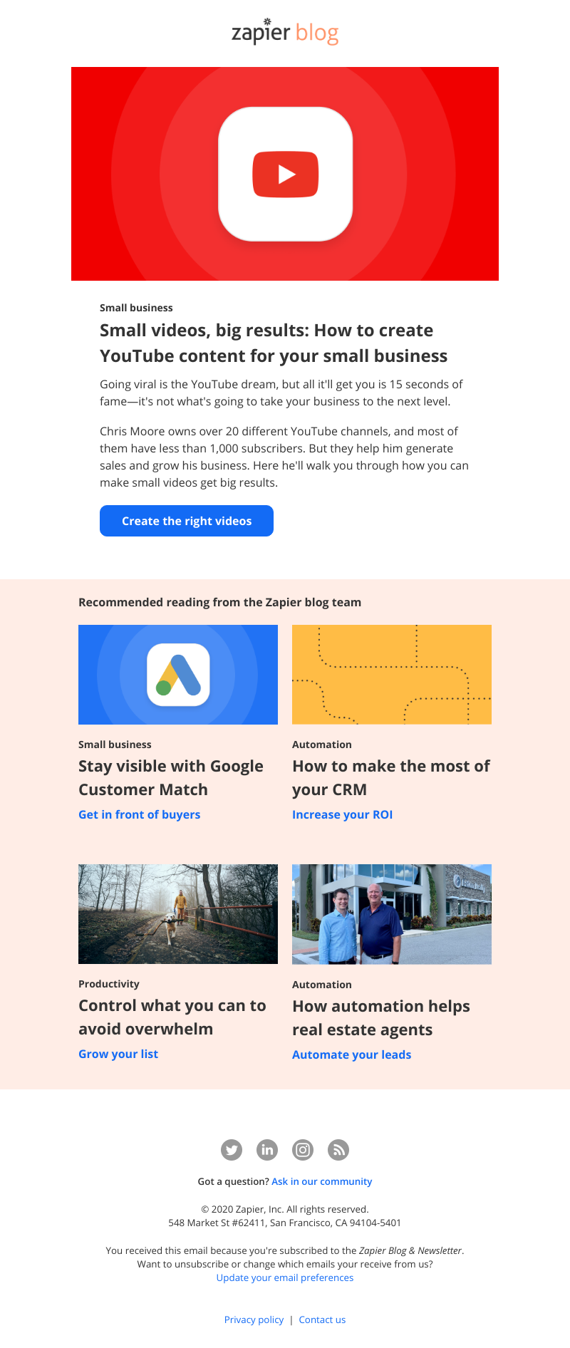 Zapier - Small videos, big results: YouTube content for small business