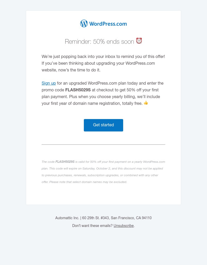 WordPress - Reminder: your free domain name
