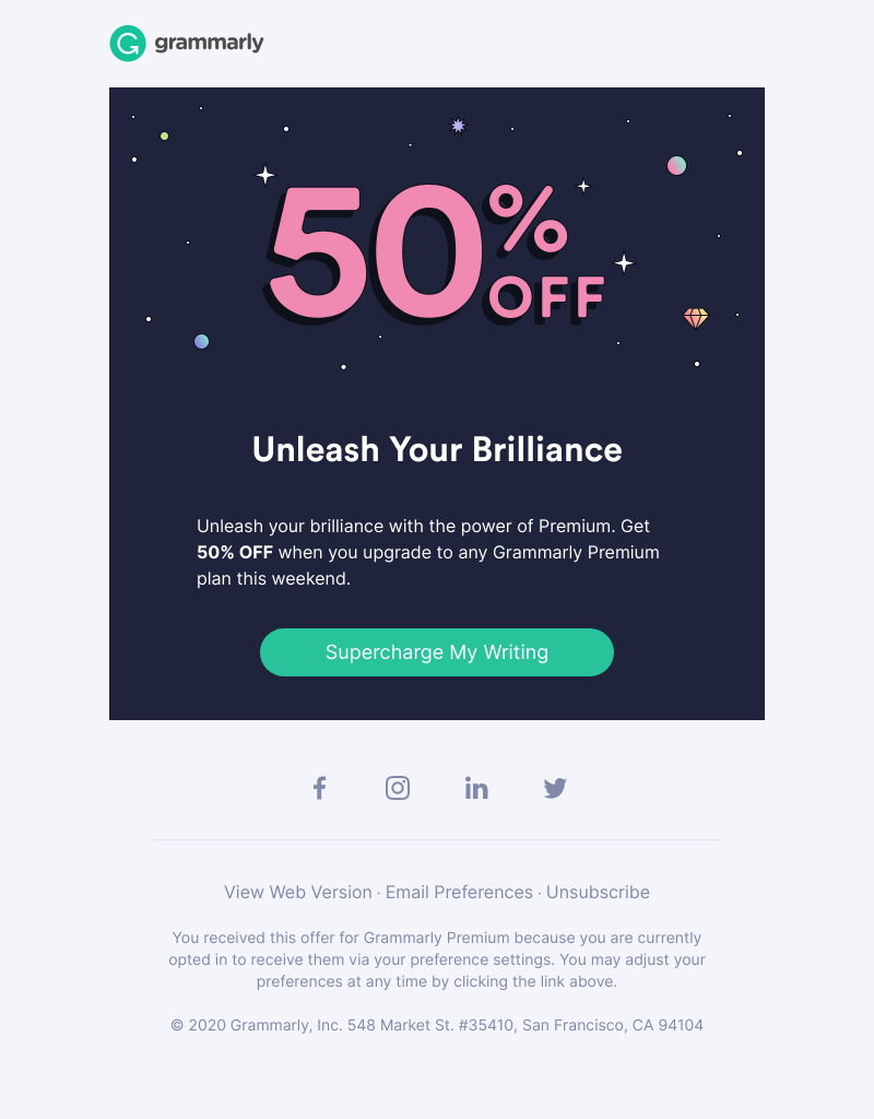 Grammarly - A weekend bonanza: 50% OFF Premium!
