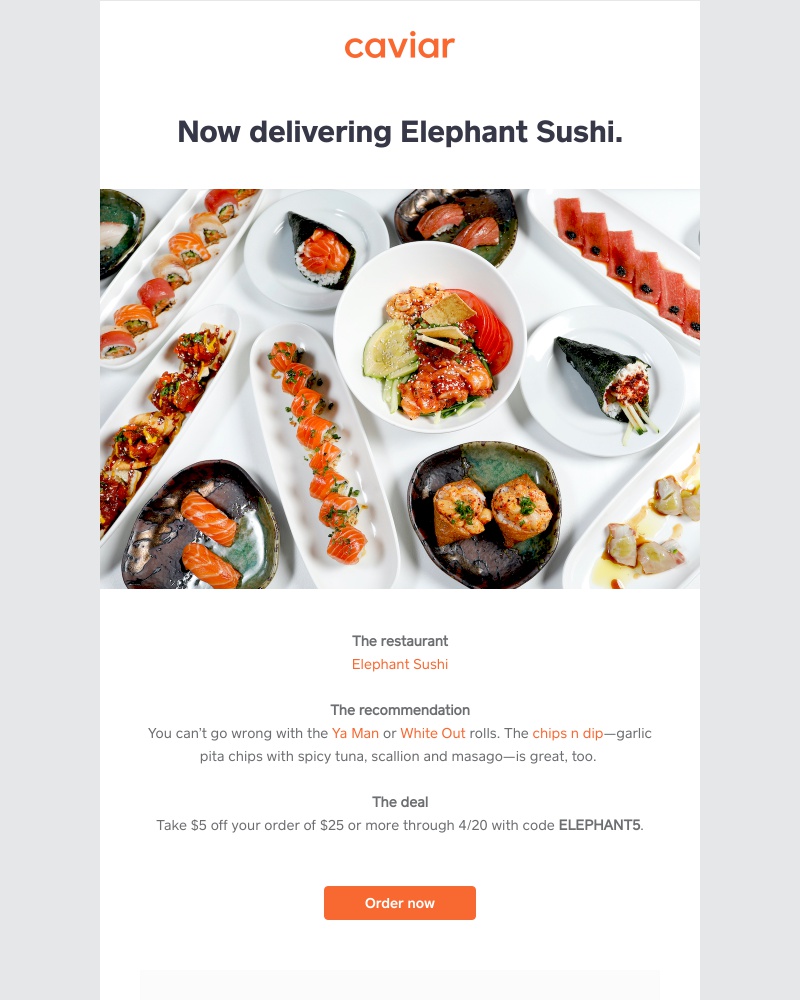 - Elephant Sushi is now on Caviar