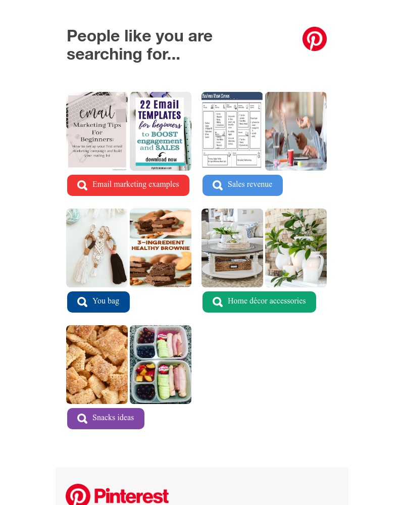 Pinterest - Email Marketing Examples, Sales Revenue and more ideas to search for