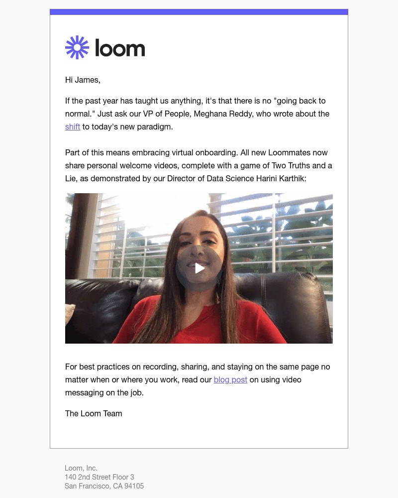 Loom - Embrace the new normal, send a video intro 👋