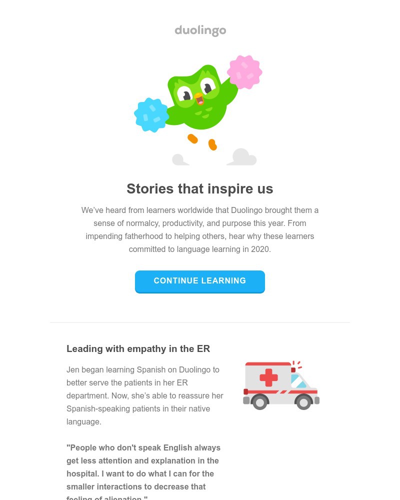 Duolingo - 💚 Empathy in the ER + more inspiring learner stories