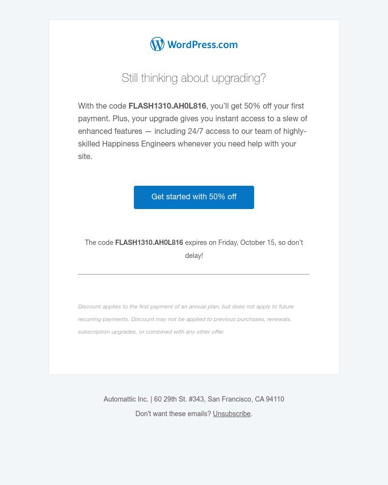 WordPress - Ending soon: 50% off