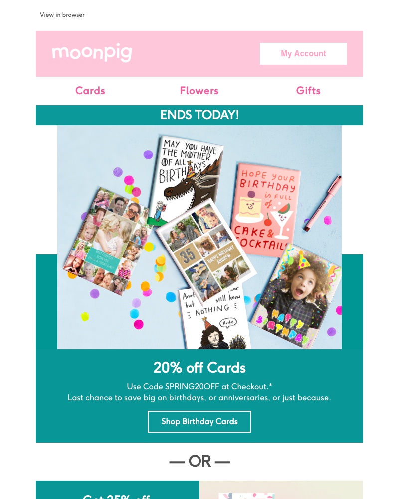 Moonpig - ⏰ ENDS TODAY - 20% off cards! ⏰