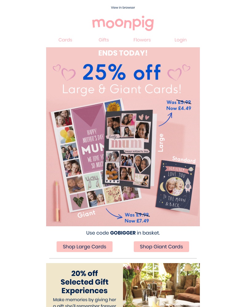 Moonpig - Ends today 👀 25% off large & giant cards!