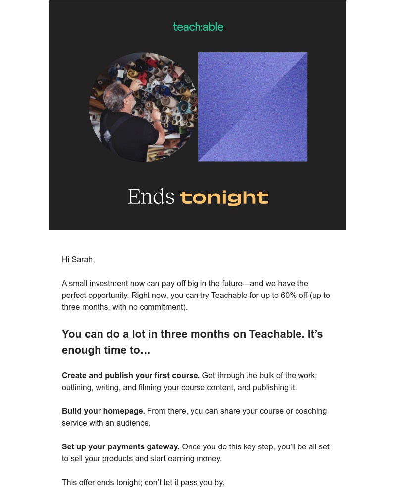 Teachable - [Ends today] Try Teachable for as little as $19.50