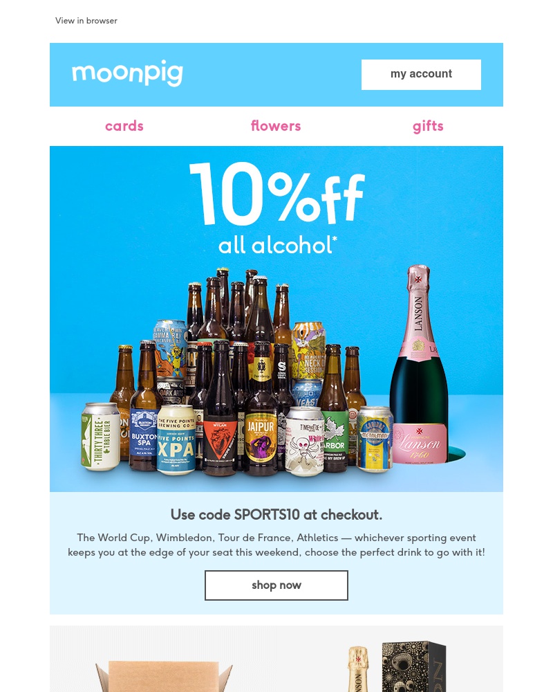 Moonpig - Enjoy 10% off alcohol!
