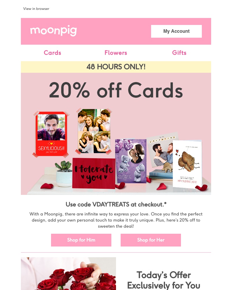 Moonpig - Enjoy 20% off cards for just 48 hours!