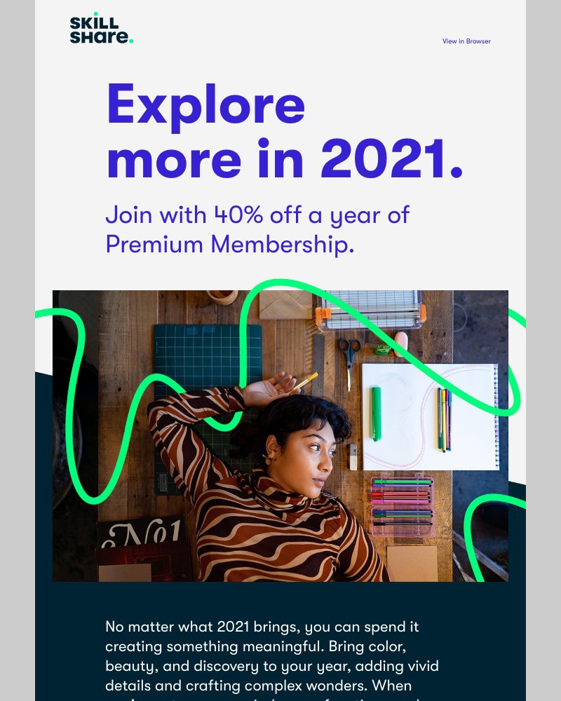 Skillshare - Enjoy 40% Off Creative Exploration