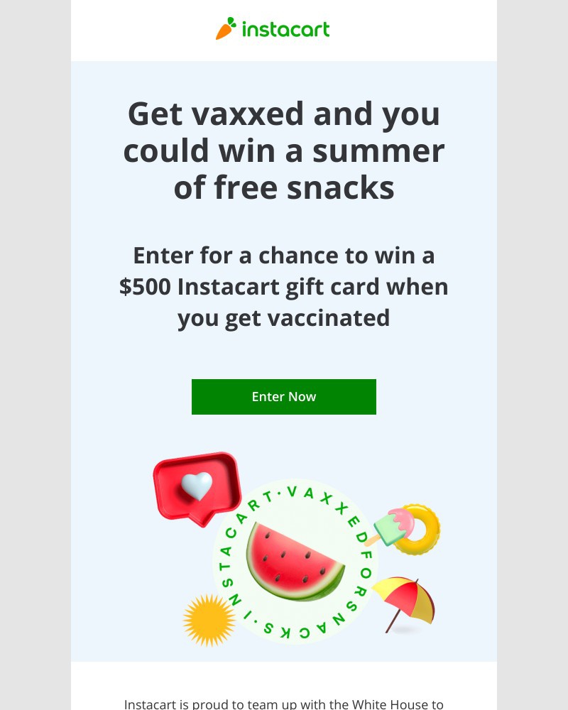 Instacart - Enter for a chance to win a summer of free snacks