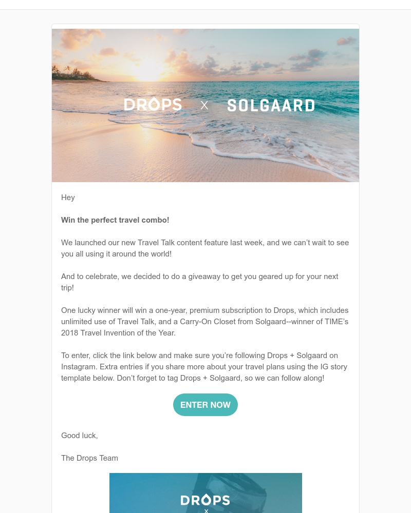 Drops - Enter to Win a Travel Package