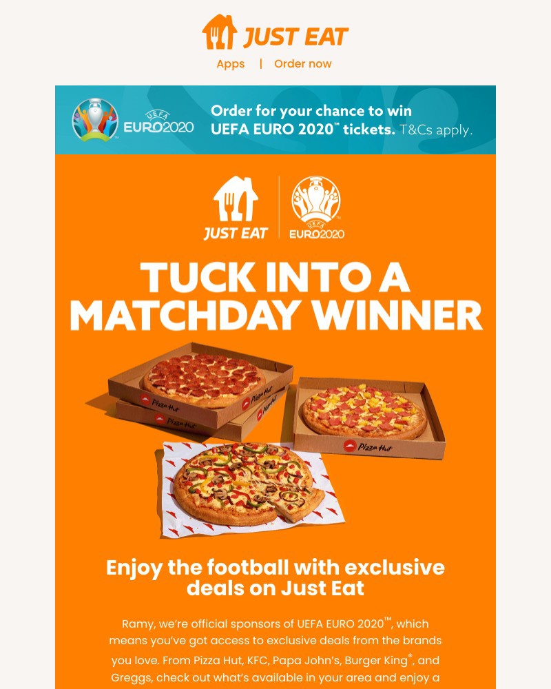 Just Eat - Exclusive deals fit for the footie ⚽🍔