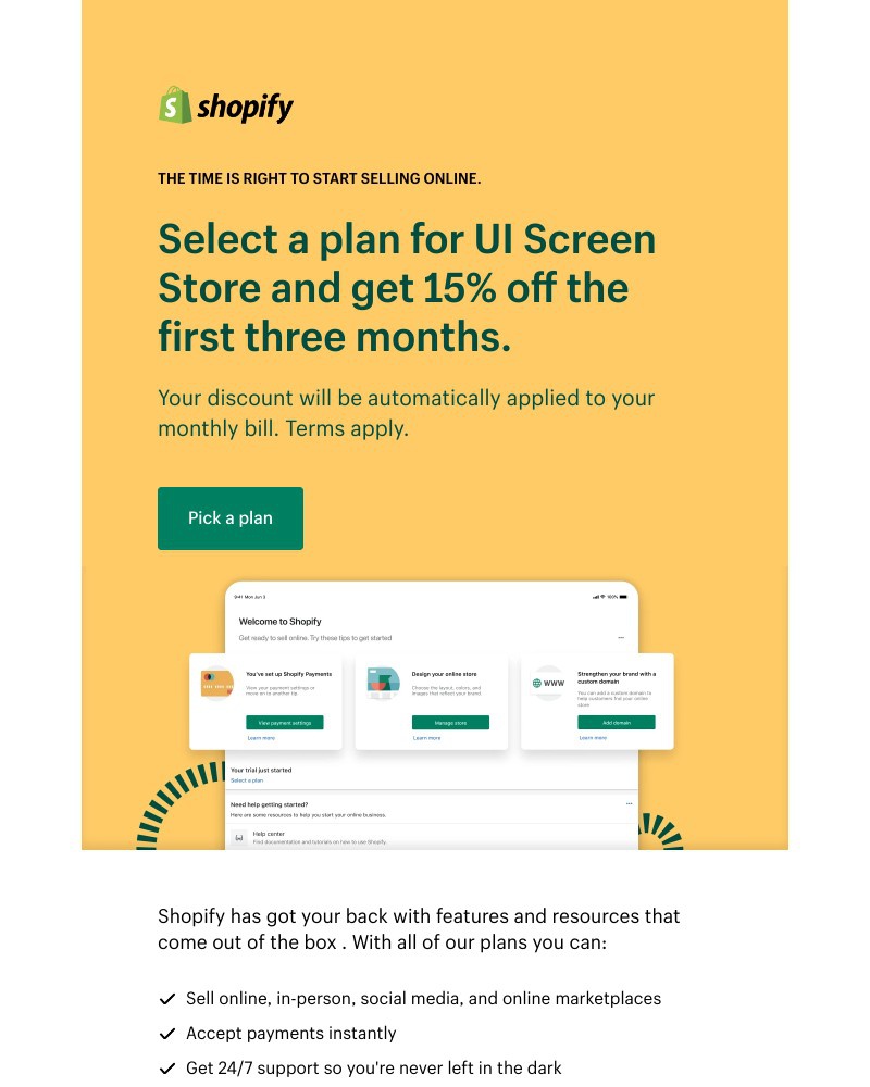 Shopify - Exclusive discount of 15% off for a limited time