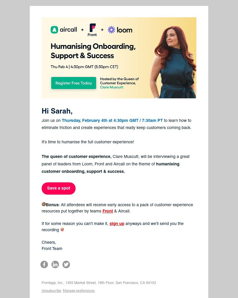 Front - Exclusive Webinar | Aircall, Front & Loom: Humanising Customer Experience