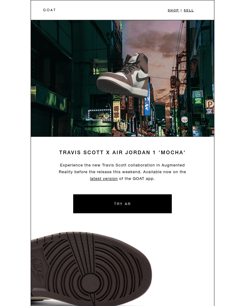Goat - Experience the Travis Scott x Air Jordan 1 in AR before release day