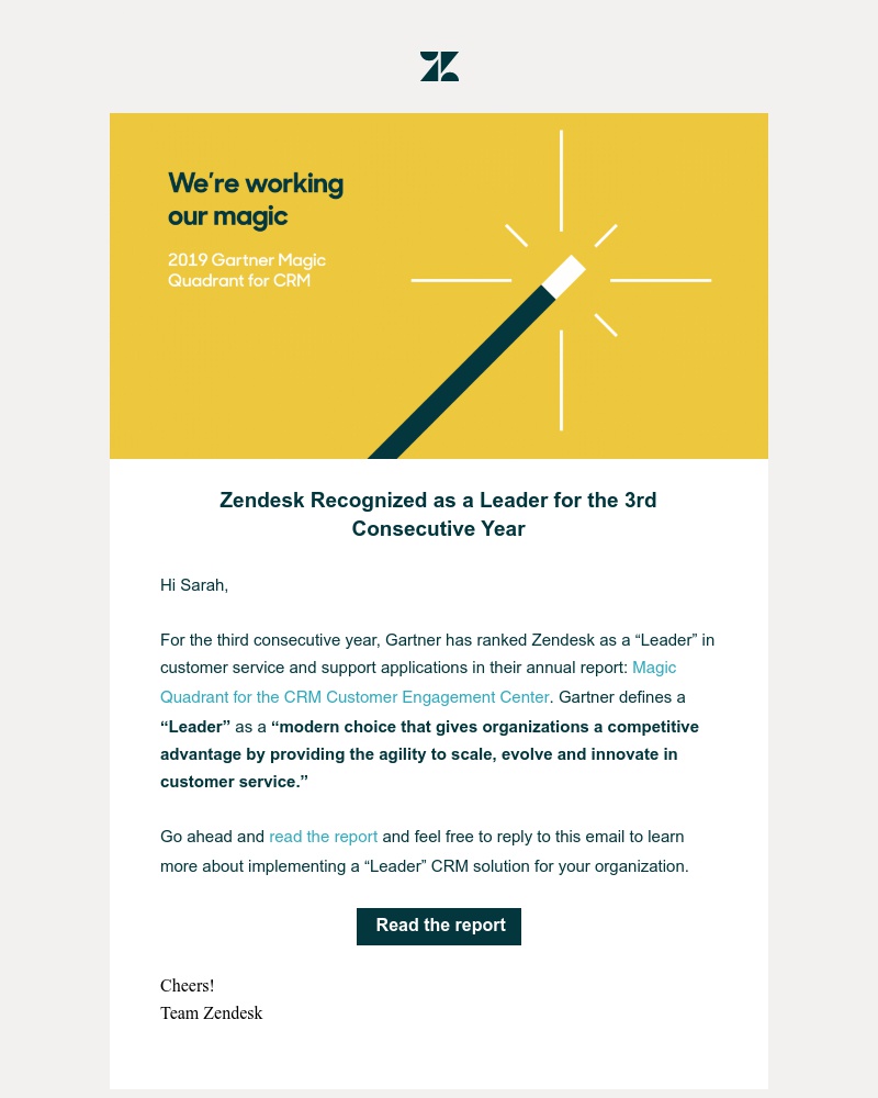 Zendesk - Experts like Gartner have ranked Zendesk as Leader in CRM for the 3rd year running