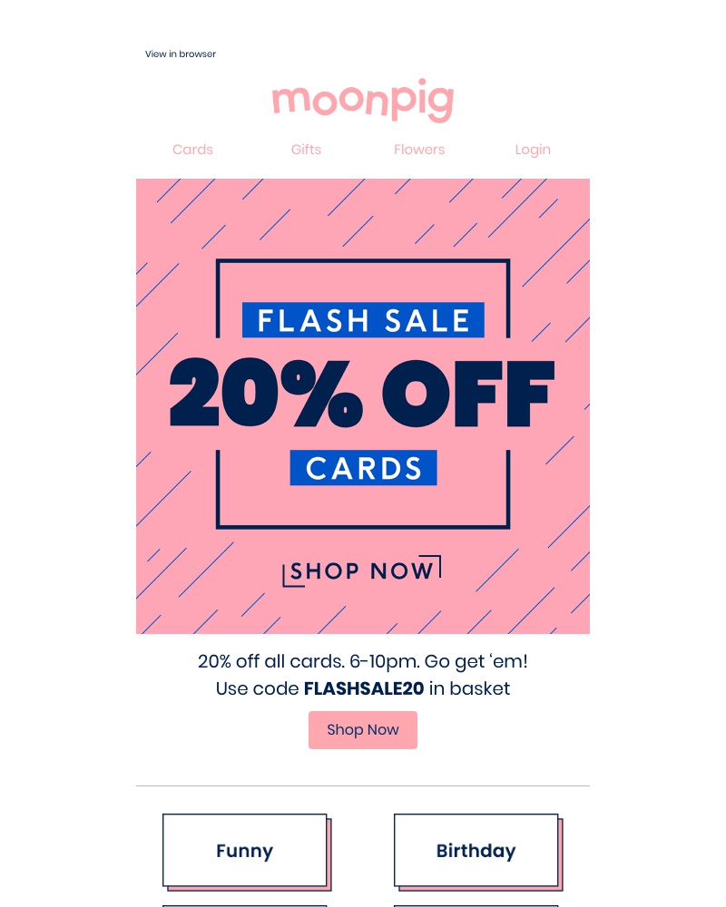 Moonpig - ⚡️ F-F-FLASH SALE! 6-10pm! ⚡️