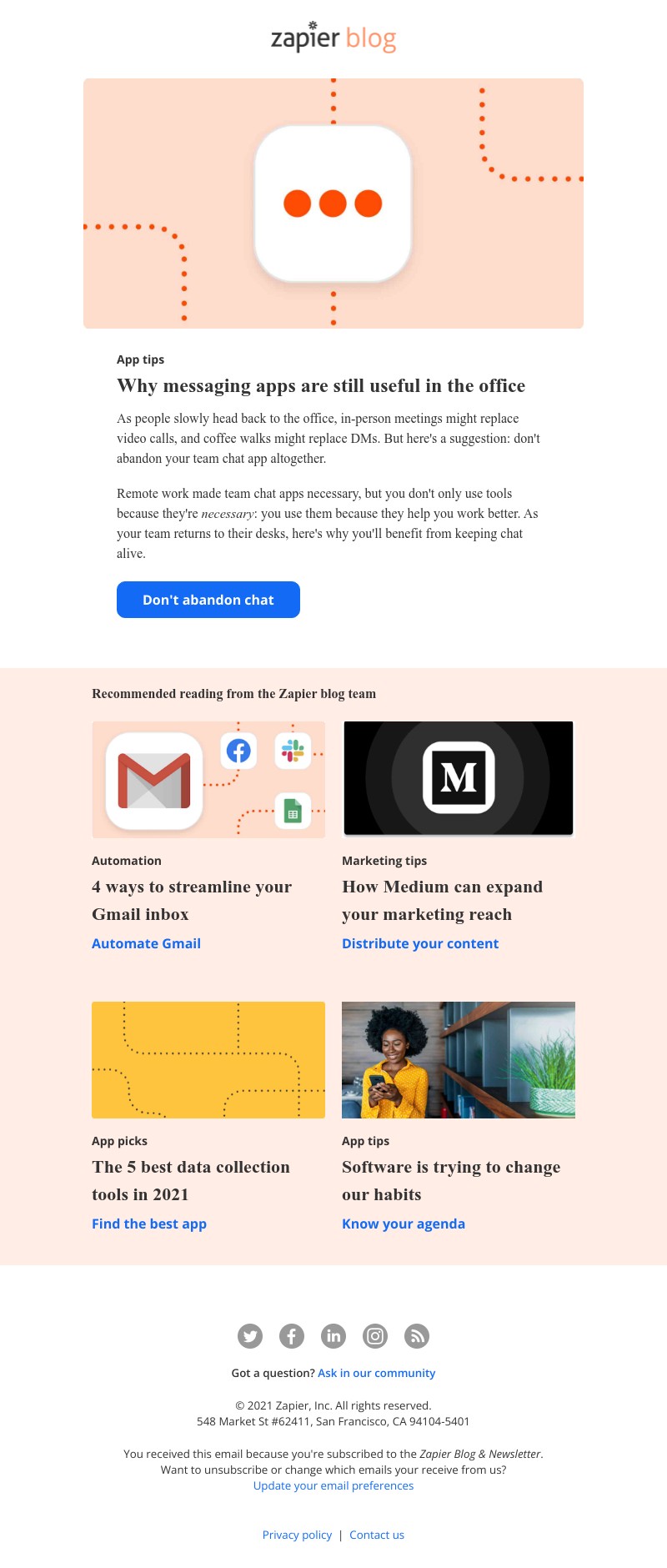 Zapier - Why messaging apps are still useful in the office