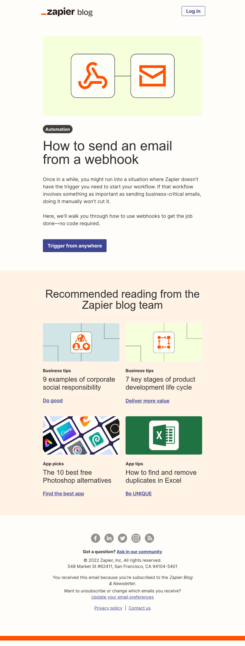 Zapier - Send an email from a webhook