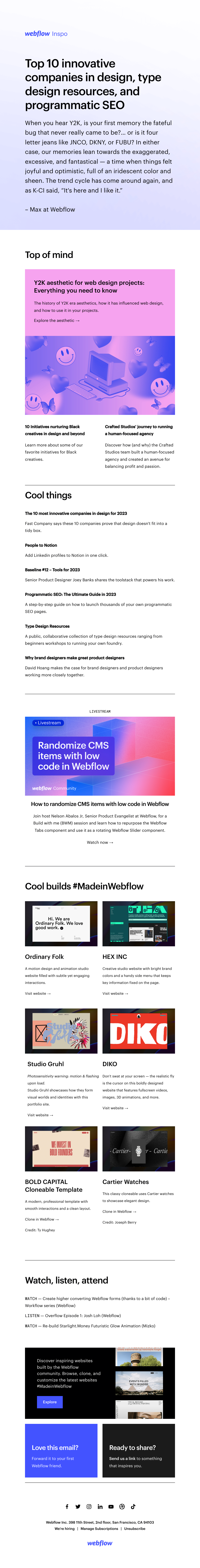 Webflow - Top 10 innovative companies in design, type design resources, and programmatic SEO 🤖