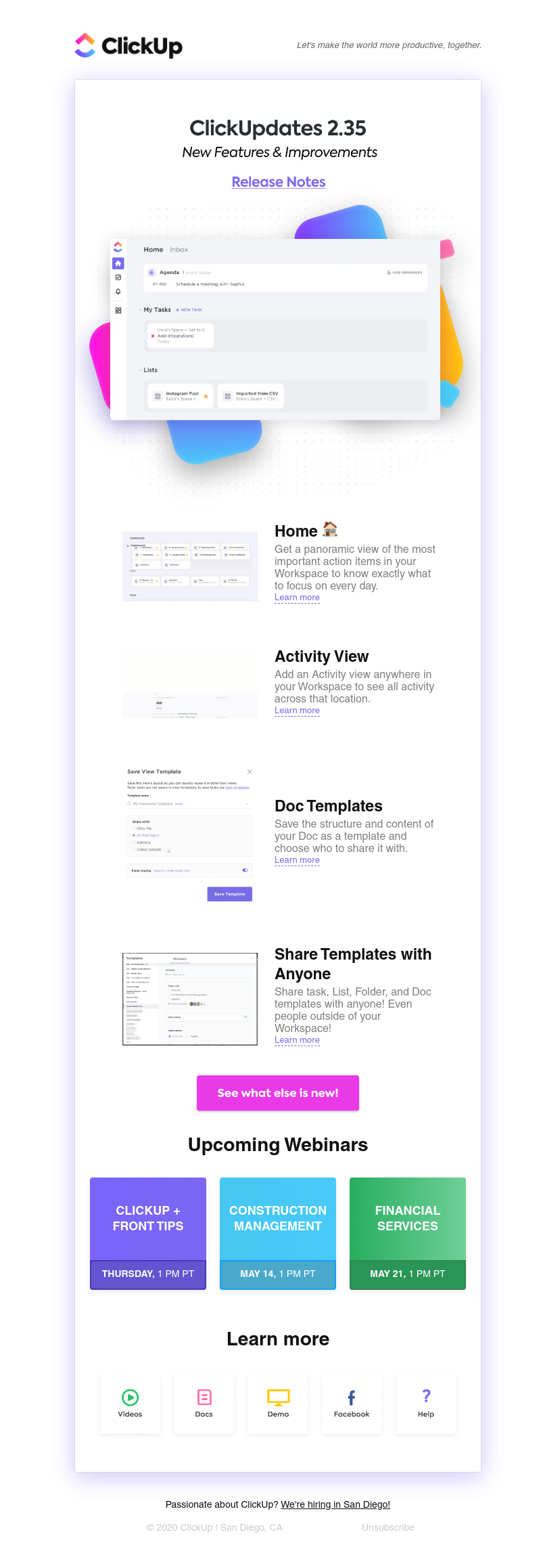 ClickUp - ClickUpdates 2.35 🏠 Home: Where the work that matters most lives!, Activity View, Share Templates with Anyone, and more! 