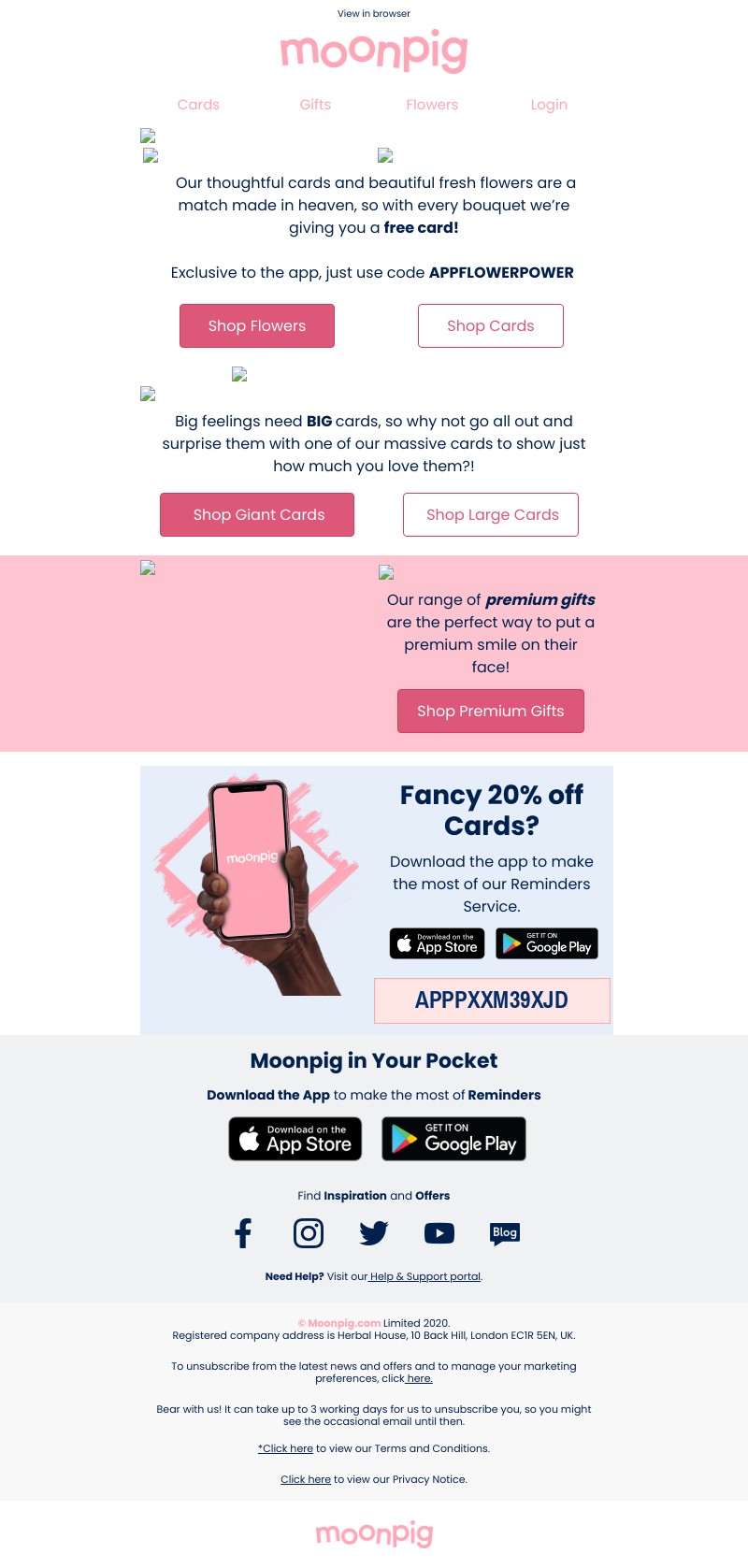 Moonpig - Did someone say FREE card with flowers?