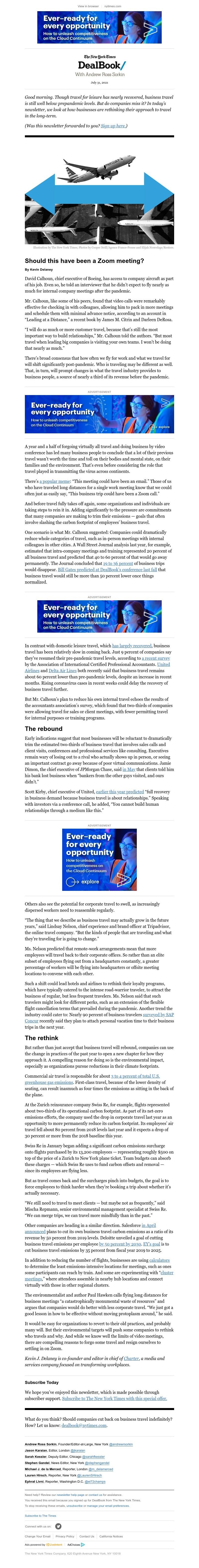 The New York Times - DealBook: Business trips?