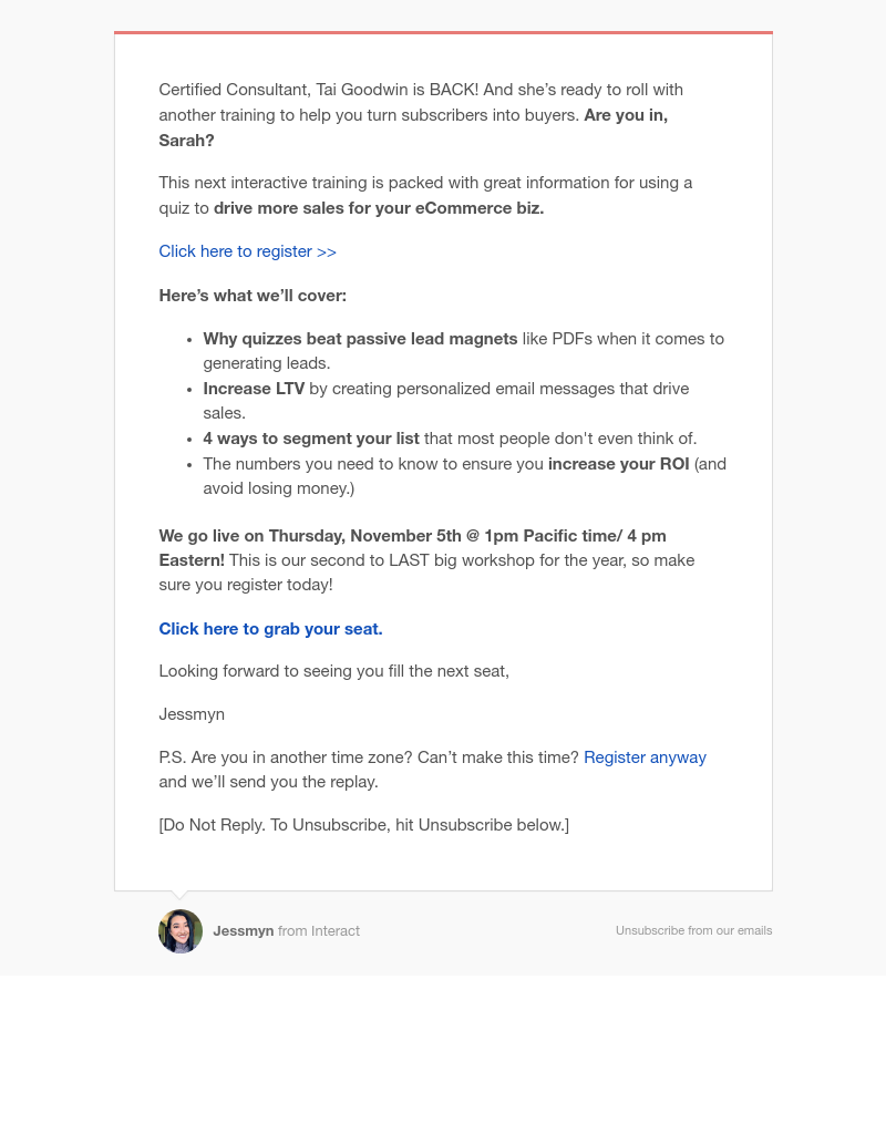 Interact - You might remember Tai from Quiz & Grow Rich
