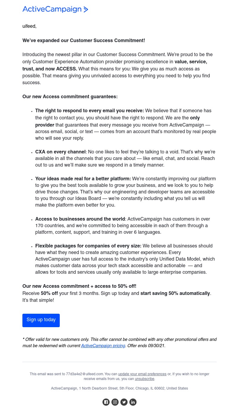  - We’re the first to make this promise + our first 50% off promo