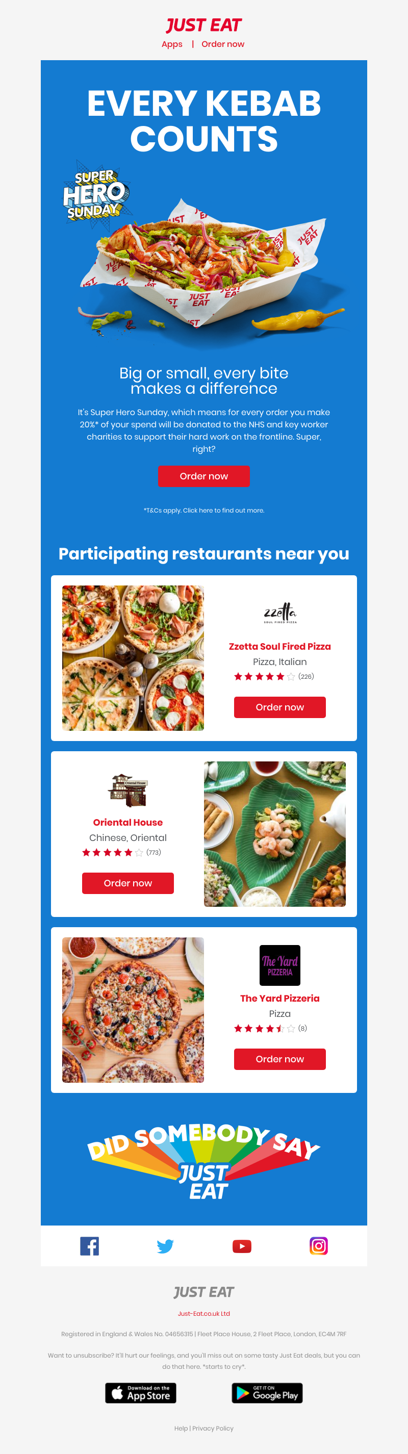 Just Eat - You order. We donate.