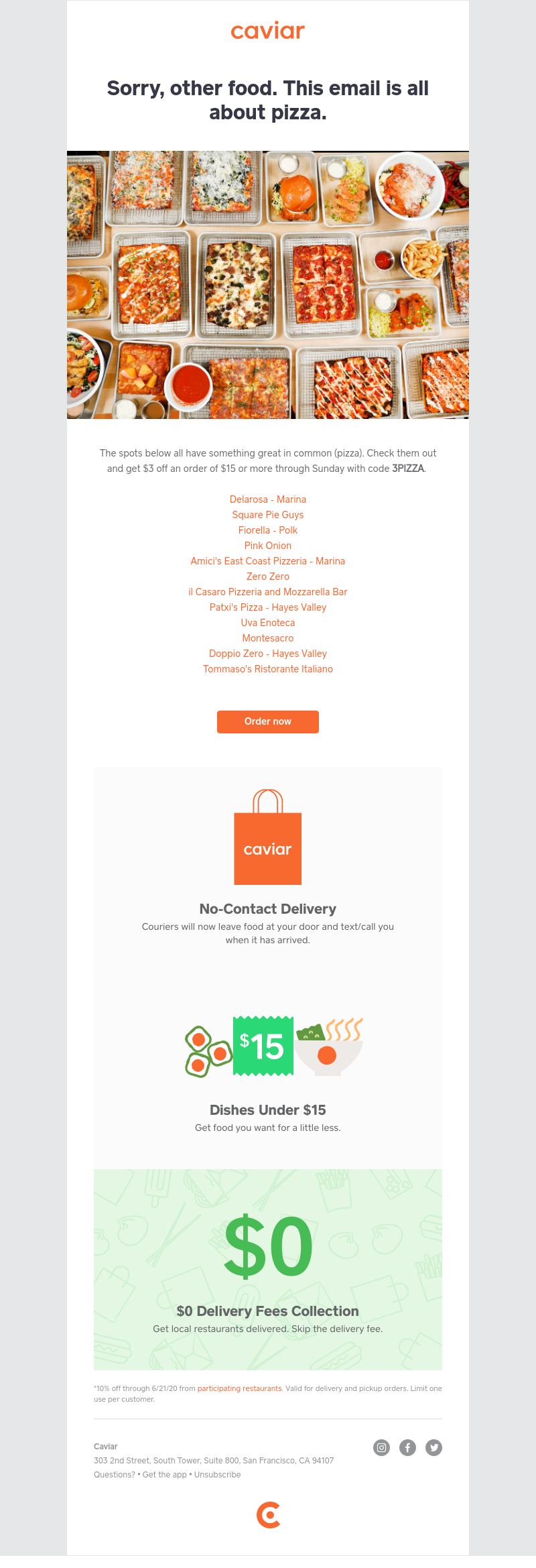  - We have pizza + $3 off
