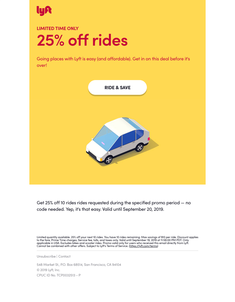 Lyft - It's time to activate 25% off rides