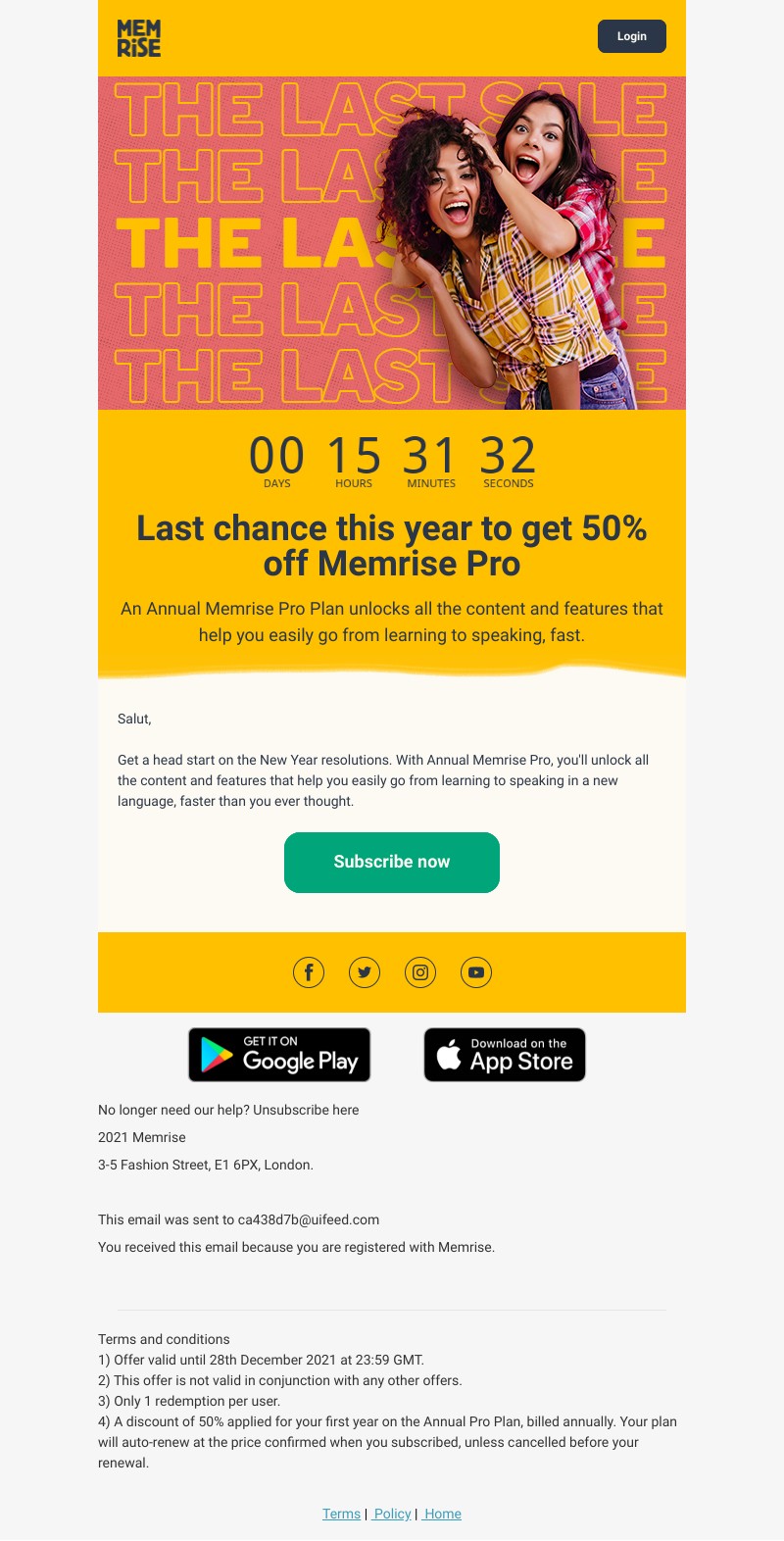 Memrise - Final hours of the last sale of the year! 😱